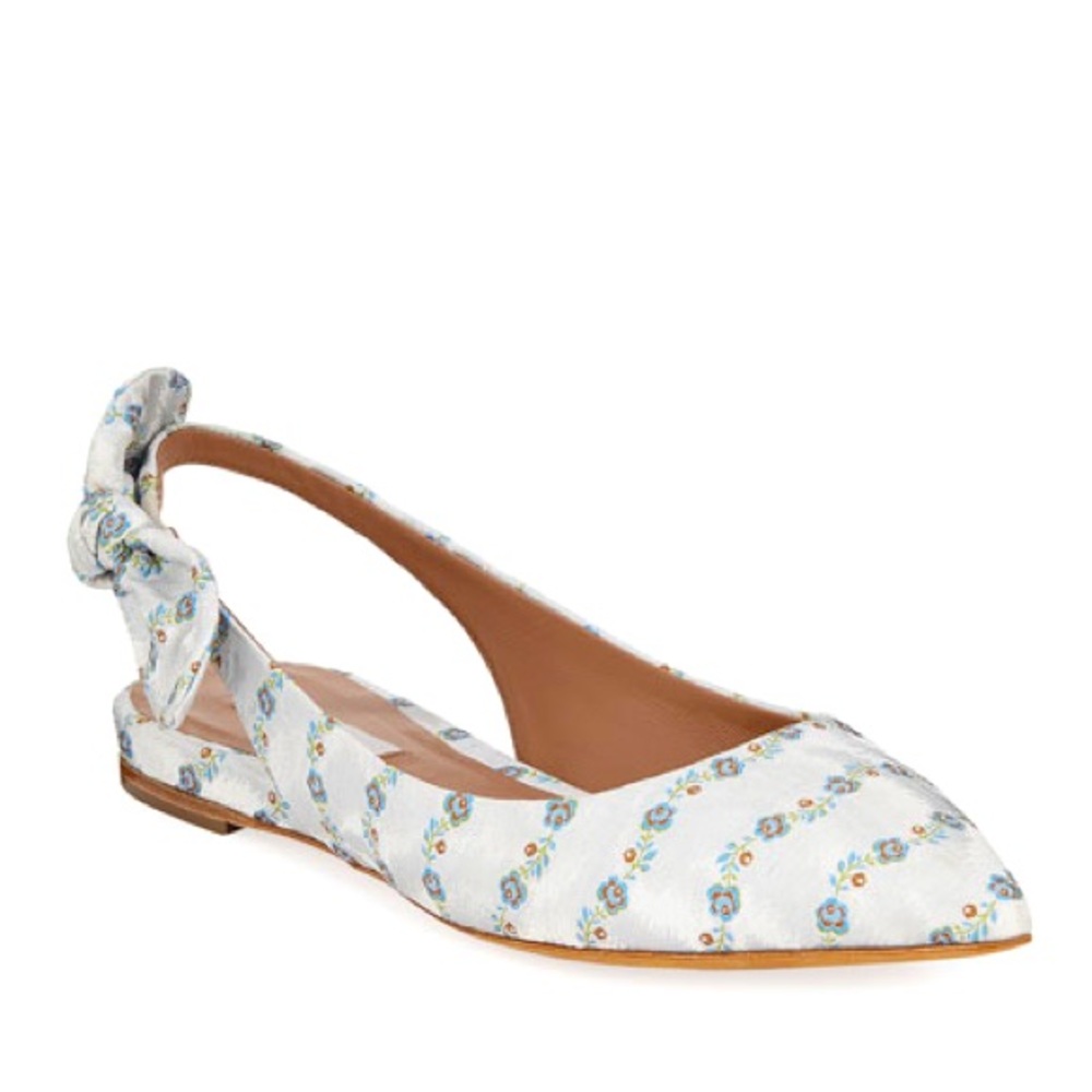 Tabitha Simmons Rise Blue Jacquard Slingback Flats